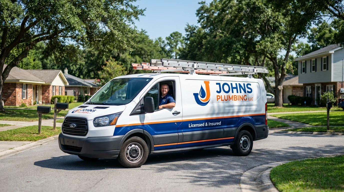 Johns Plumbing LLC service van in Brighton, MI