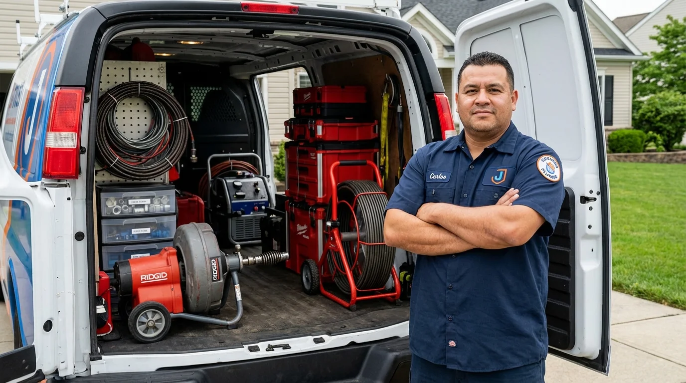 Professional drain cleaning equipment and Johns Plumbing LLC plumber in Brighton