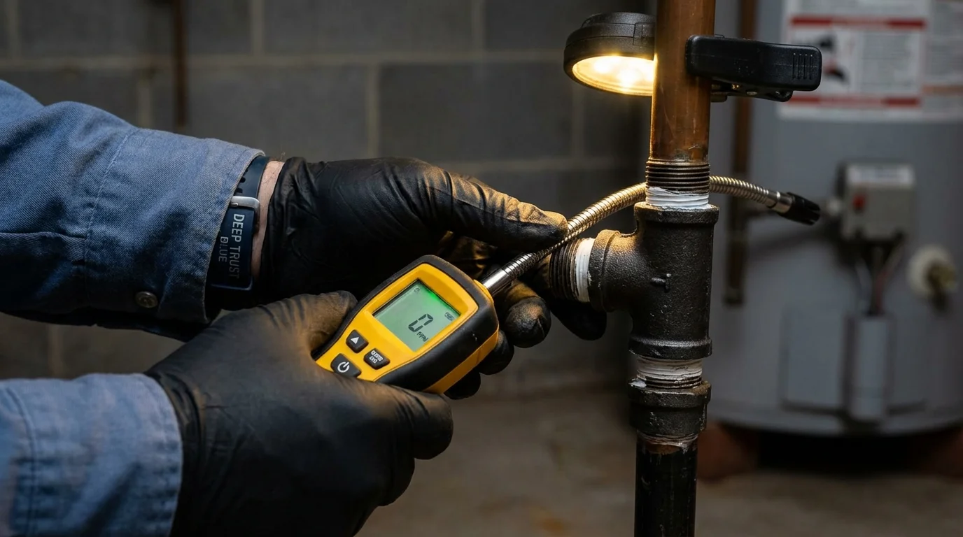Gas leak detection with electronic sniffer by Johns Plumbing LLC in Brighton